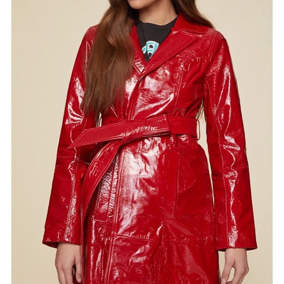 LPA Jackets & Blazers - Red LPA patent leather jacket, size XXS